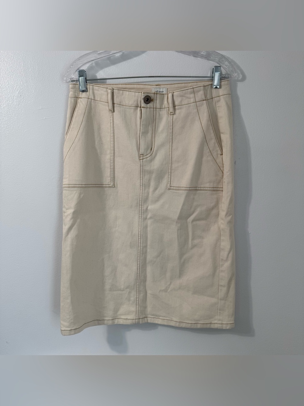 J.Jill Denim Petite Cotton Classic Cream Utility Pencil Skirt